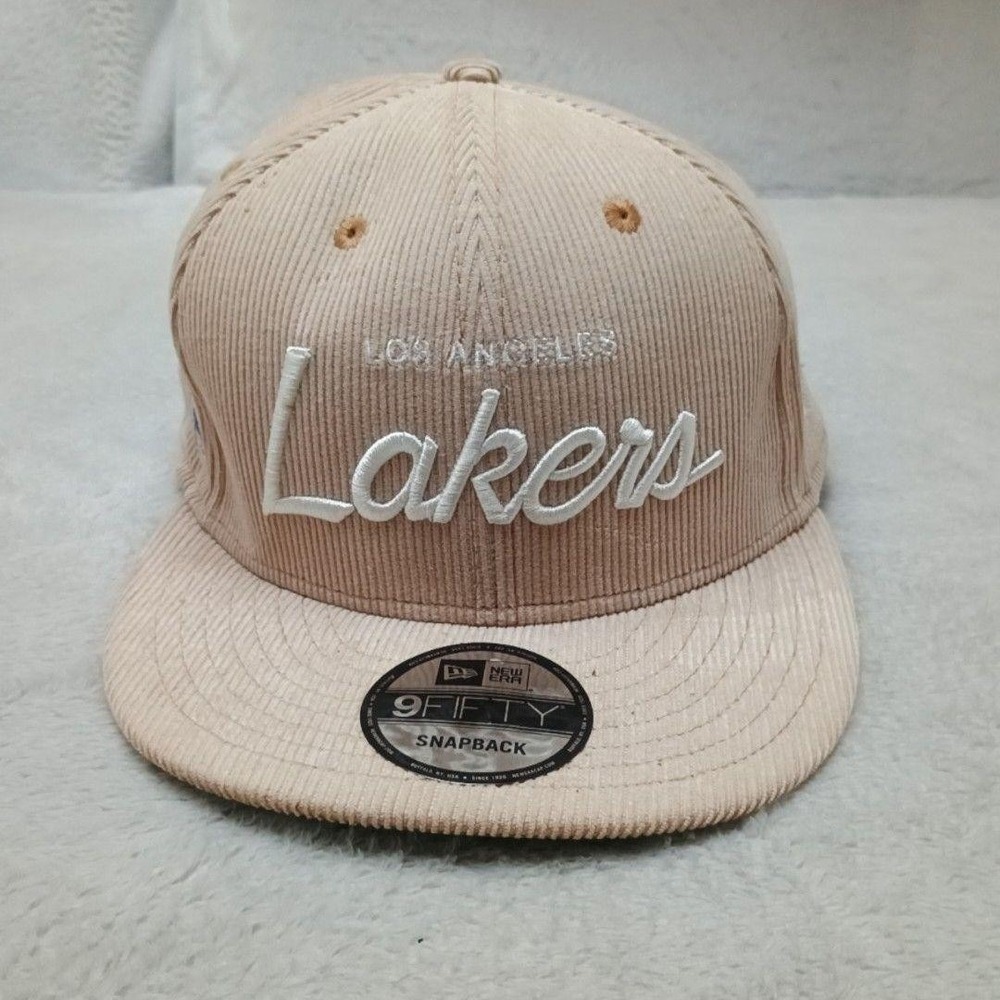 Los Angeles Lakers Corduroy Hat Cap Snap Back Mens Beige New Era 9FIFTY NBA